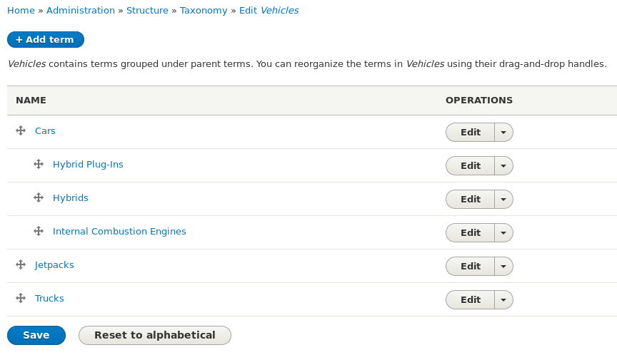 Taxonomy Screenshot